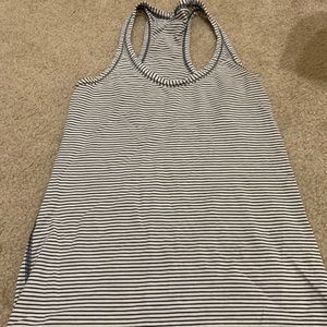Lululemon racerback gray/white stripe tank size 2